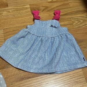 Nautica Blue and White Striped Shirt with Pink Details